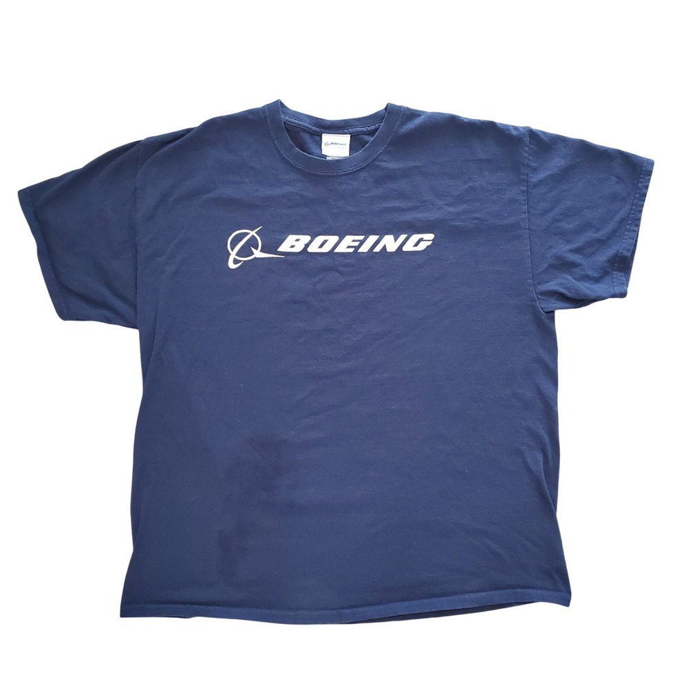 Boeing Navy Blue Logo T-Shirt Mens XL Short Sleeve‎ Cotton Aviation Graphic Tee